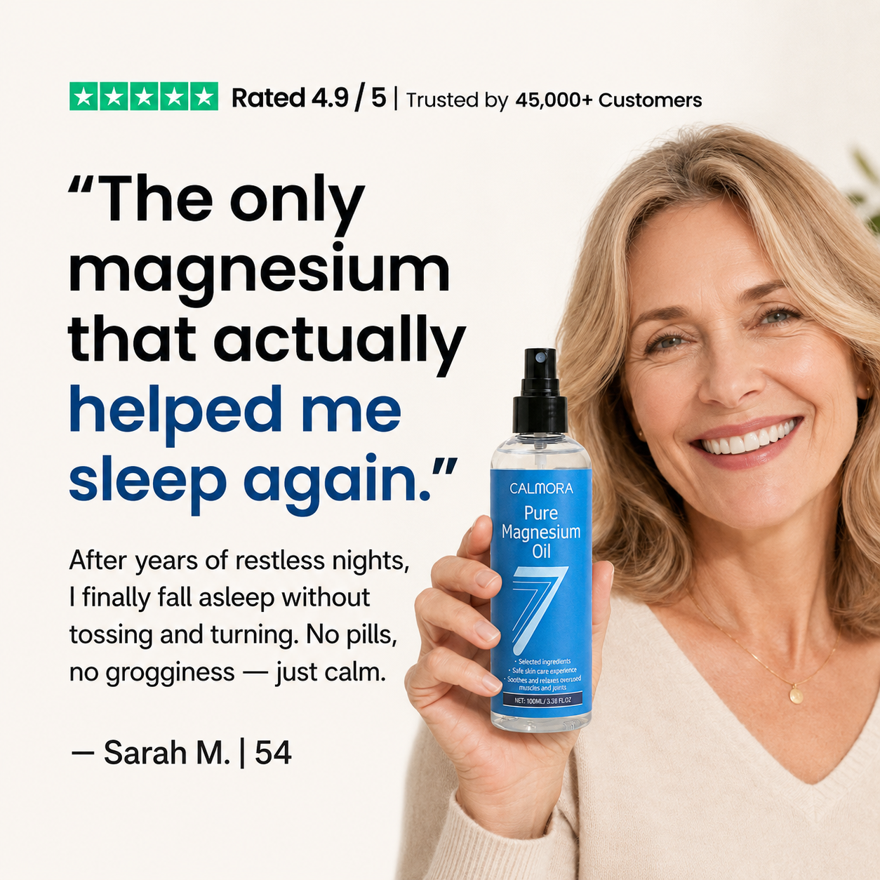 Calmora Pure Magnesium Spray – Relax Your Body & Sleep Through The Night