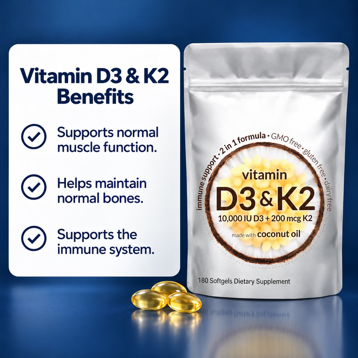 Vitamin D3 & K2 benefits